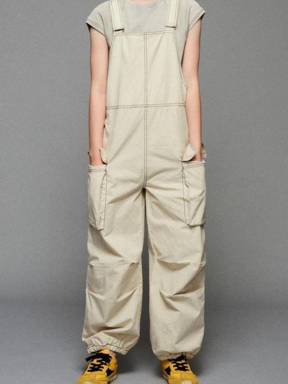 Zara Cream Utility Cargo Overalls 11